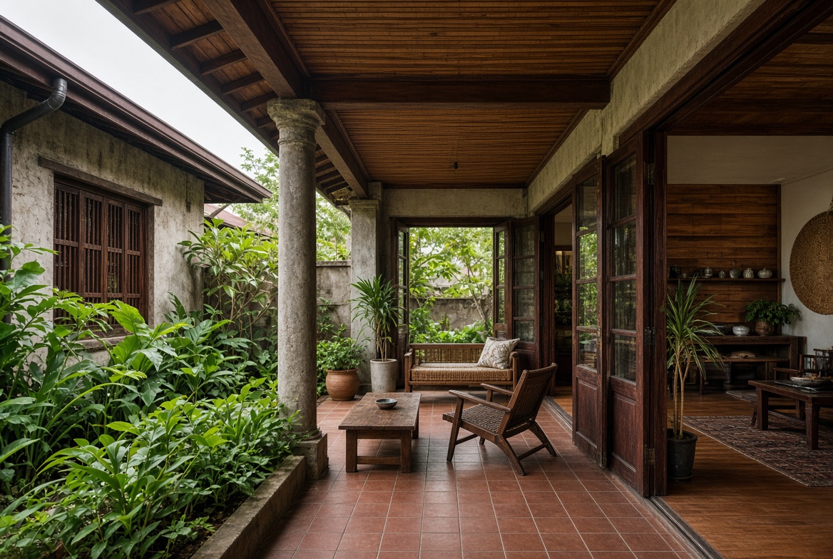 Covered terrace of a character home