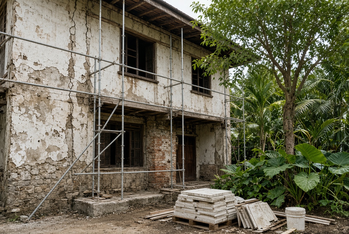 Existing house prepared for reuse